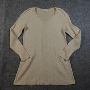 J Jill‎ Sweater Womens Extra Small Tunic V Neck Long Sleeve Knit Oatmeal Tan